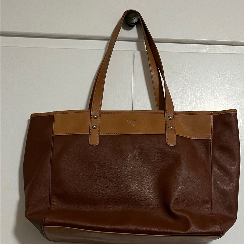 Fossil Brown and Tan Tote Bag